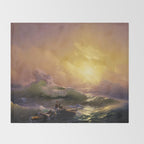 The Ninth Wave nautical sunset ocean storm landscape masterpiece by Ivan Aivazovsky Throw Blanket Gallery Image 2