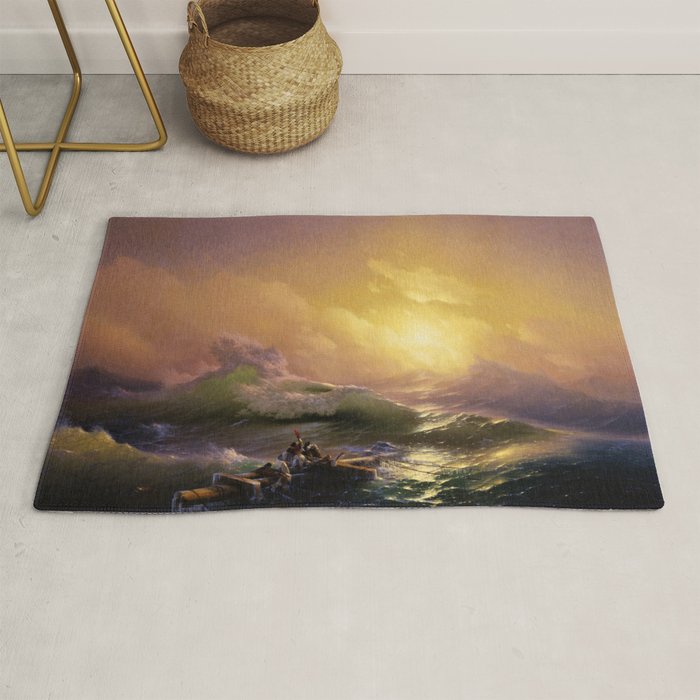 The Ninth Wave nautical sunset ocean storm landscape masterpiece by Ivan Aivazovsky Rug Gallery Image 1