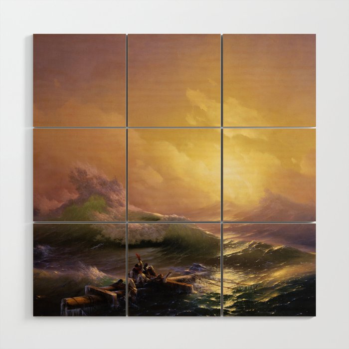 The Ninth Wave nautical sunset ocean storm landscape masterpiece by Ivan Aivazovsky Wood Wall Art Gallery Image 1