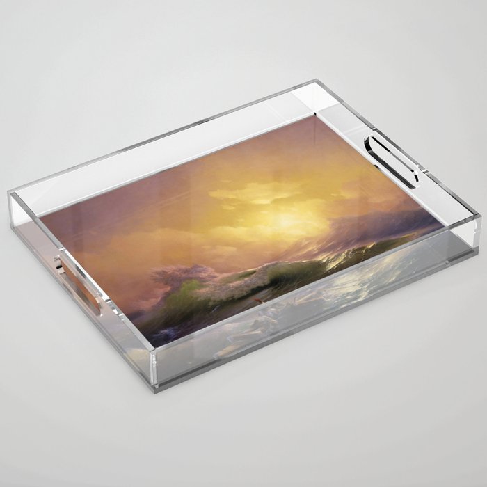 The Ninth Wave nautical sunset ocean storm landscape masterpiece by Ivan Aivazovsky Acrylic Tray Gallery Image 1