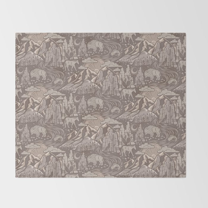 Wild West - Taupe Neutral  Throw Blanket Gallery Image 2