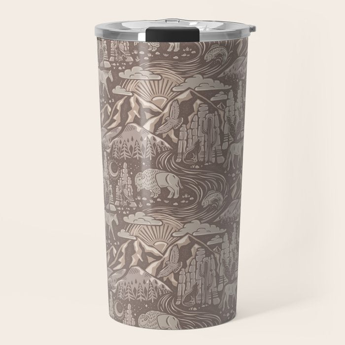 Wild West - Taupe Neutral  Travel Mug Gallery Image 1