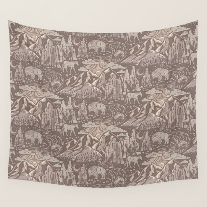 Wild West - Taupe Neutral  Wall Tapestry Gallery Image 1