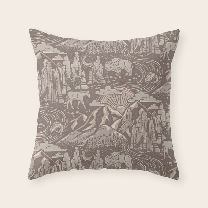 Wild West - Taupe Neutral  Throw Pillow Gallery Image 6