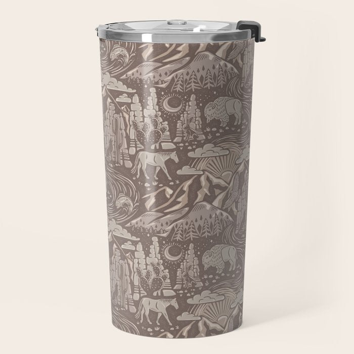 Wild West - Taupe Neutral  Travel Mug Gallery Image 2