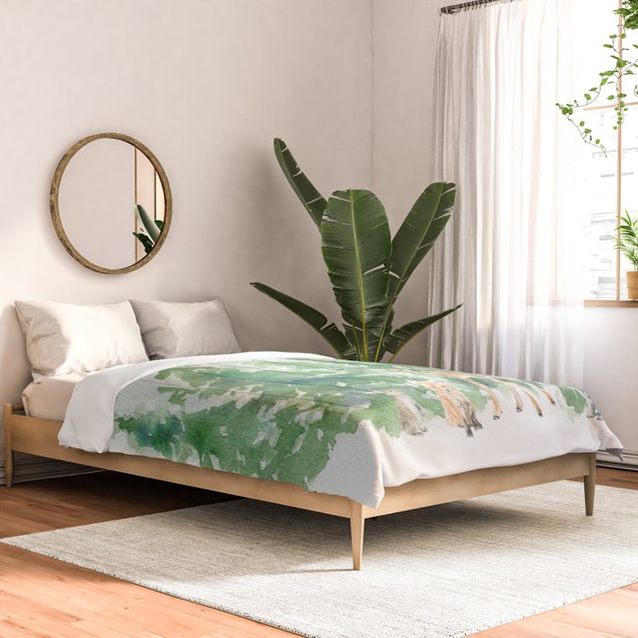 Pine Trees and Woodland Animals Watercolor Comforter Gallery Image 2
