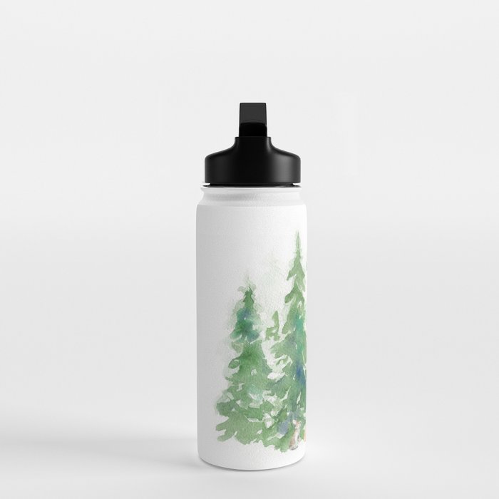 Pine Trees and Woodland Animals Watercolor Water Bottle Gallery Image 3