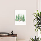 Pine Trees and Woodland Animals Watercolor Poster Gallery Image 2