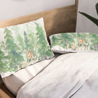 Pine Trees and Woodland Animals Watercolor Pillow Sham Gallery Image 2