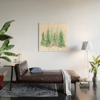 Pine Trees and Woodland Animals Watercolor Wood Wall Art Gallery Image 2