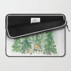Pine Trees and Woodland Animals Watercolor Laptop Sleeve Gallery Image 2