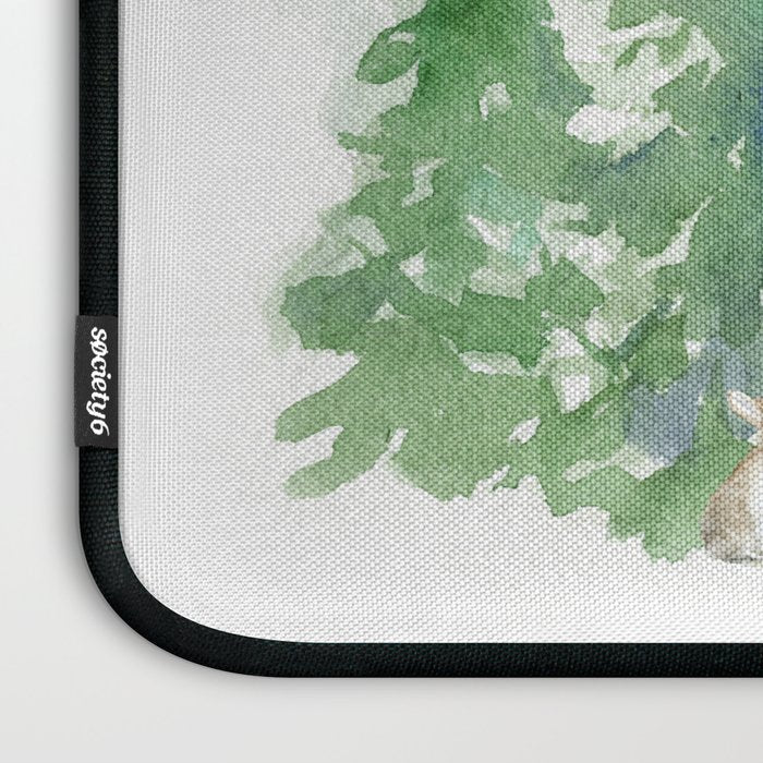 Pine Trees and Woodland Animals Watercolor Laptop Sleeve Gallery Image 3