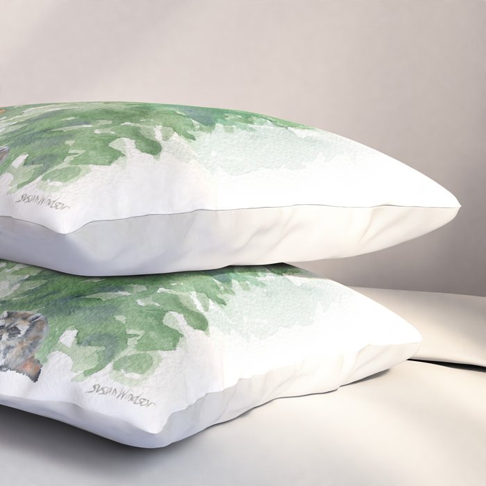 Pine Trees and Woodland Animals Watercolor Pillow Sham Gallery Image 3