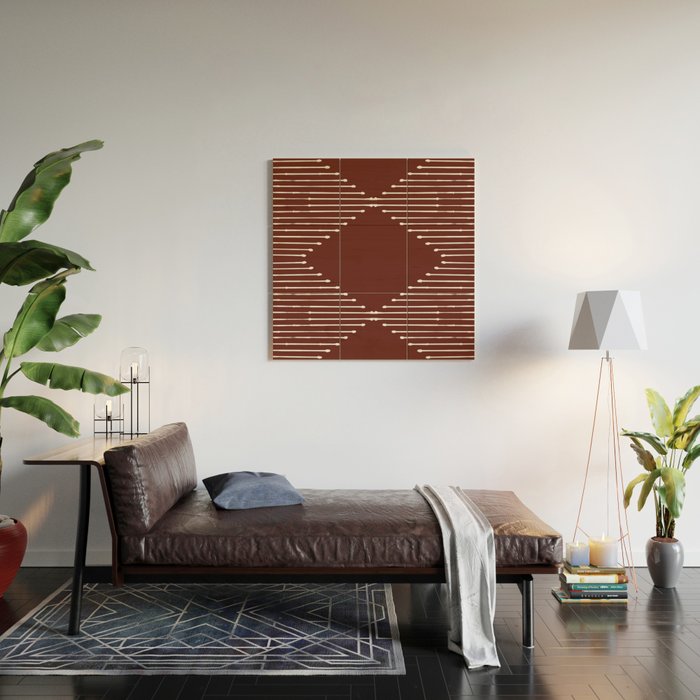 Geo (Red Wine) Wood Wall Art Gallery Image 2