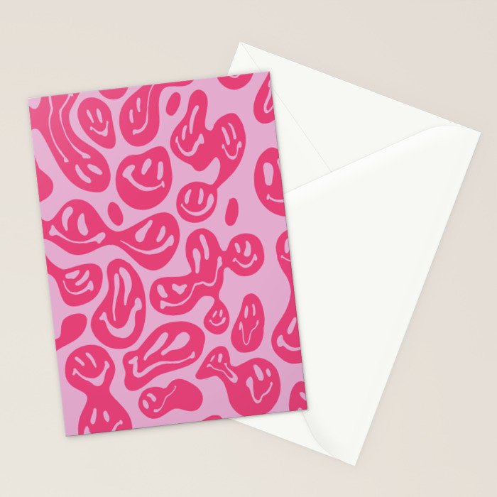 Hot Pink Dripping Smiley Stationery Card Gallery Image 2