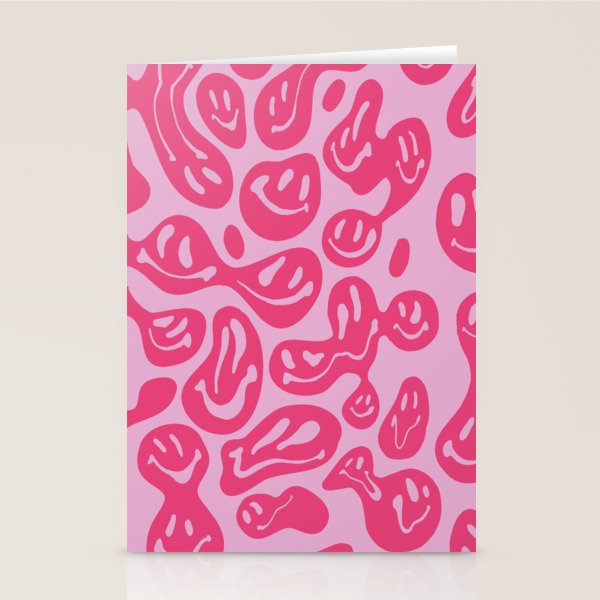 Hot Pink Dripping Smiley Stationery Card Gallery Image 2