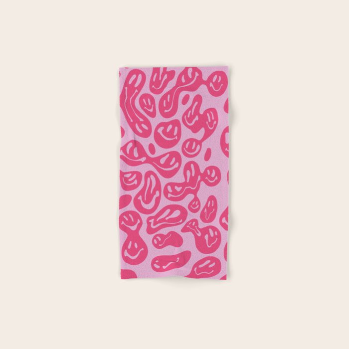 Hot Pink Dripping Smiley Bath Towel Gallery Image 1