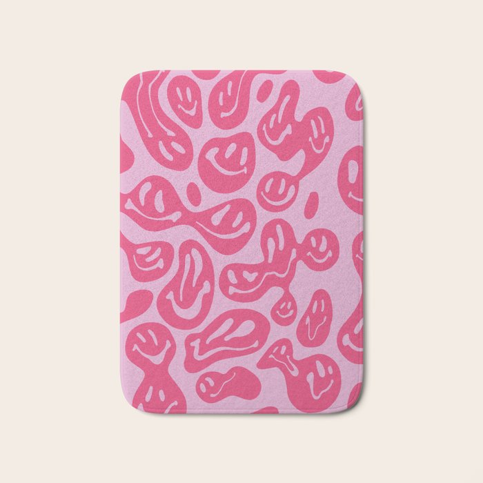 Hot Pink Dripping Smiley Bath Mat Gallery Image 1