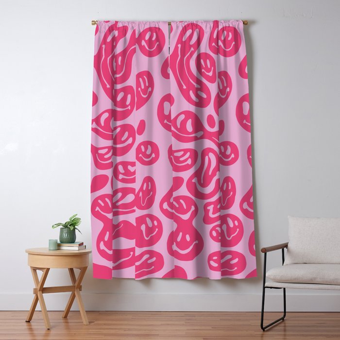 Hot Pink Dripping Smiley Window Curtain Gallery Image 1