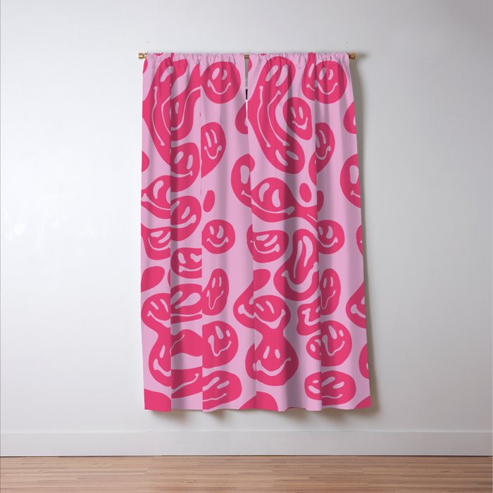 Hot Pink Dripping Smiley Window Curtain Gallery Image 3