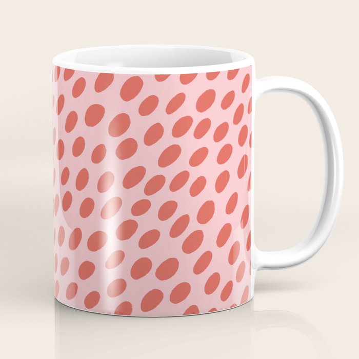 Pink and Red Organic Polka Dot  Coffee Mug Gallery Image 1