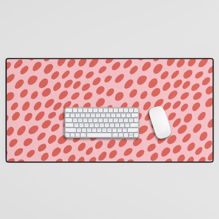 Pink and Red Organic Polka Dot  Desk Mat Gallery Image 1