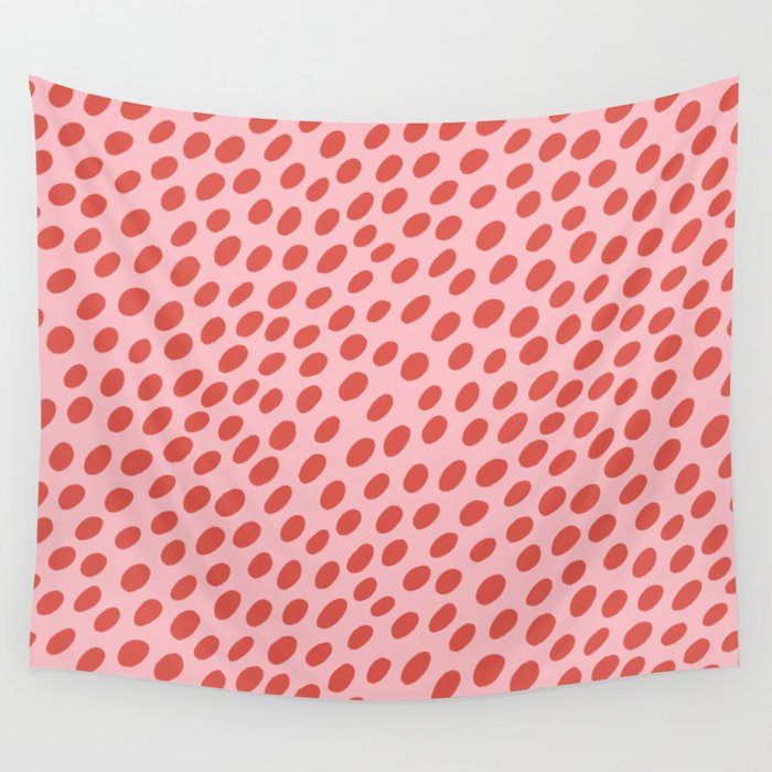 Pink and Red Organic Polka Dot  Wall Tapestry Gallery Image 4