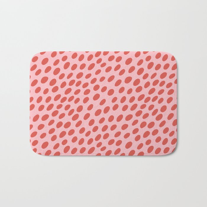 Pink and Red Organic Polka Dot  Bath Mat Gallery Image 1