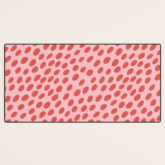 Pink and Red Organic Polka Dot  Desk Mat Gallery Image 3