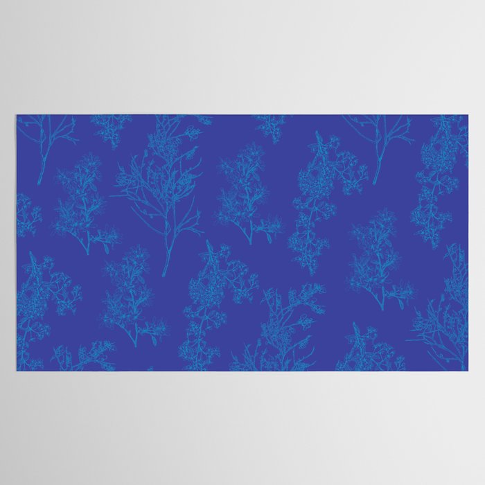 Botanical Cottage Floral Pattern in Bold Blue Tones Tablecloth Gallery Image 2