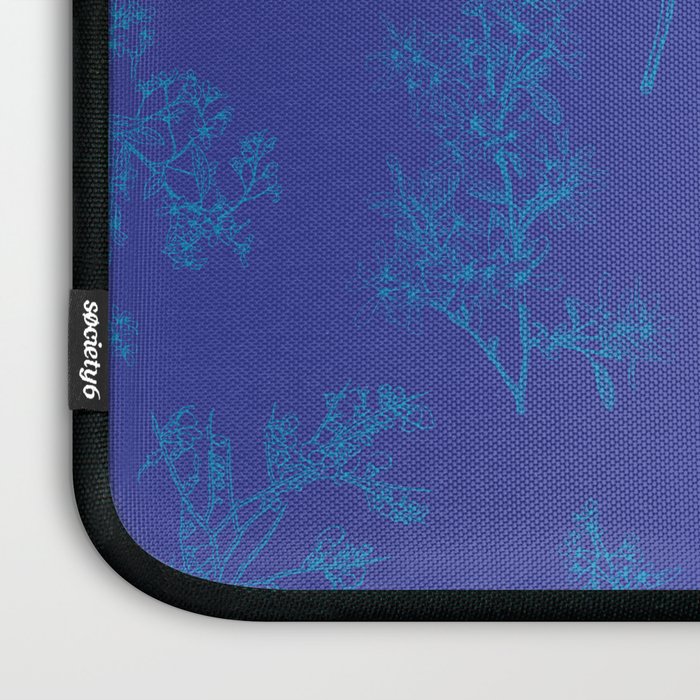Botanical Cottage Floral Pattern in Bold Blue Tones Laptop Sleeve Gallery Image 3