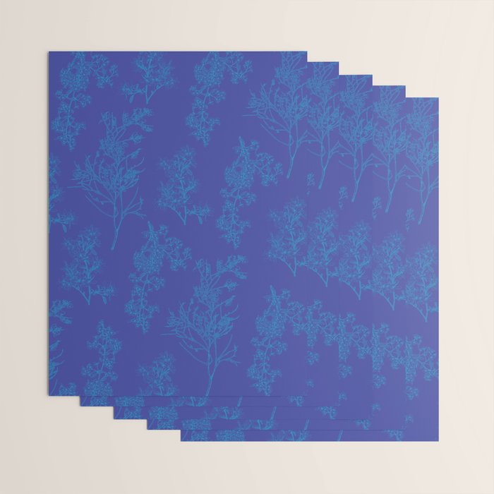 Botanical Cottage Floral Pattern in Bold Blue Tones Wrapping Paper Gallery Image 3