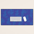 Botanical Cottage Floral Pattern in Bold Blue Tones Desk Mat Gallery Image 1