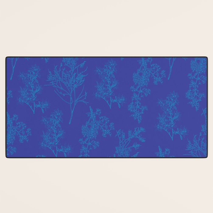 Botanical Cottage Floral Pattern in Bold Blue Tones Desk Mat Gallery Image 3