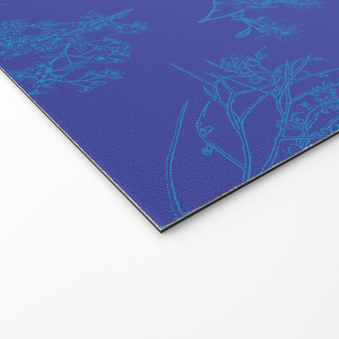 Botanical Cottage Floral Pattern in Bold Blue Tones Welcome Mat Gallery Image 2