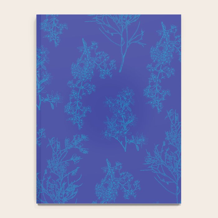 Botanical Cottage Floral Pattern in Bold Blue Tones Notebook Gallery Image 4