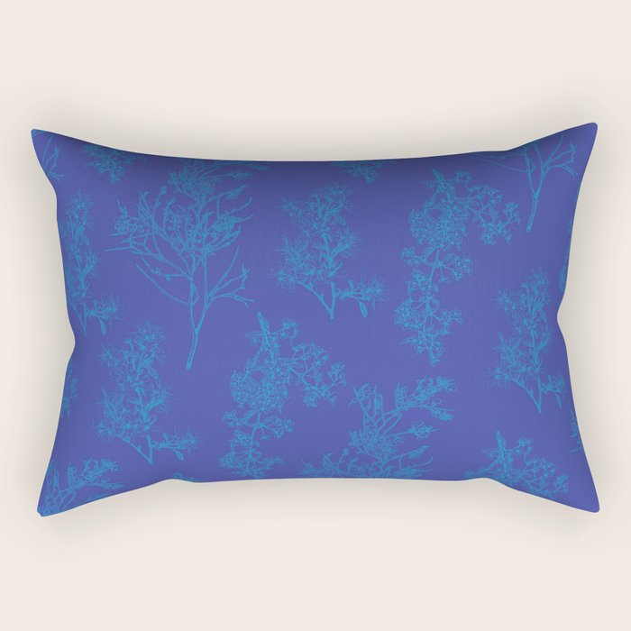 Botanical Cottage Floral Pattern in Bold Blue Tones Rectangular Pillow Gallery Image 2