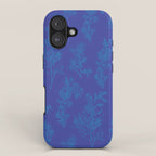 Botanical Cottage Floral Pattern in Bold Blue Tones iPhone Case Gallery Image 1