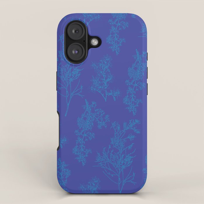 Botanical Cottage Floral Pattern in Bold Blue Tones iPhone Case Gallery Image 1