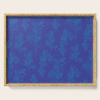 Botanical Cottage Floral Pattern in Bold Blue Tones Serving Tray Gallery Image 1