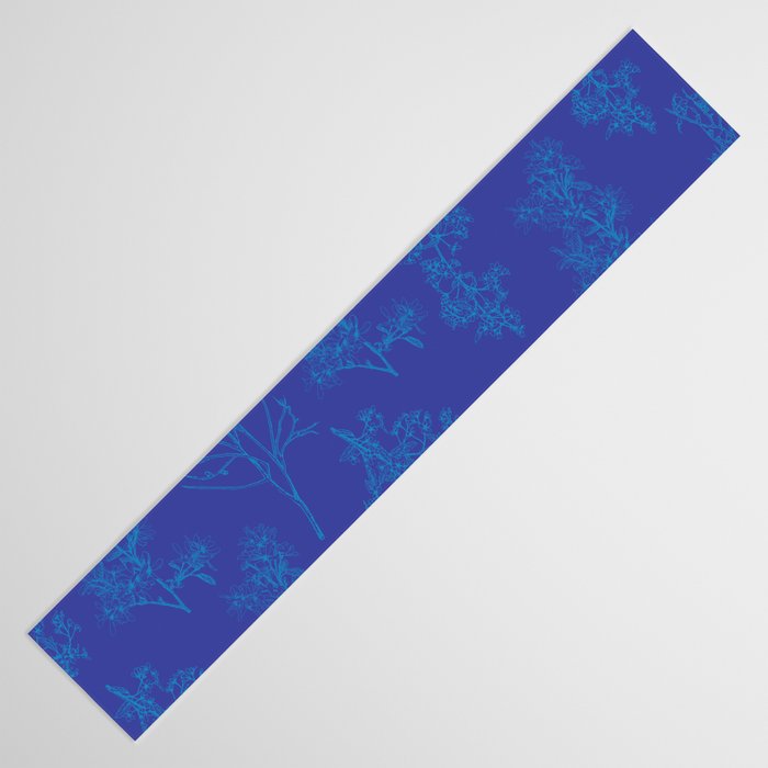 Botanical Cottage Floral Pattern in Bold Blue Tones Table Runner Gallery Image 3