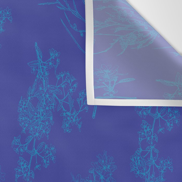 Botanical Cottage Floral Pattern in Bold Blue Tones Wall Tapestry Gallery Image 3
