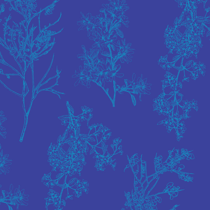 Botanical Cottage Floral Pattern in Bold Blue Tones Coffee Mug Gallery Image 2