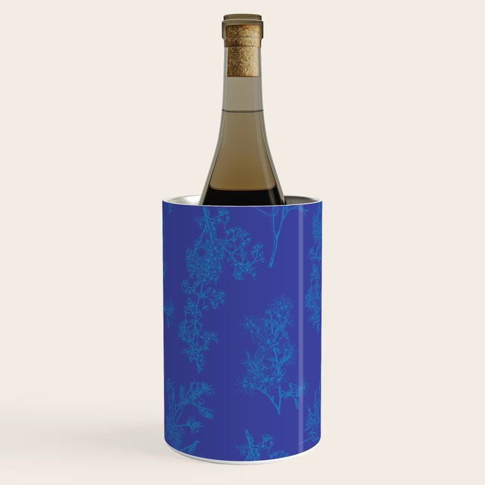 Botanical Cottage Floral Pattern in Bold Blue Tones Wine Chiller Gallery Image 3
