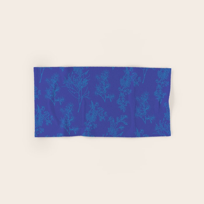 Botanical Cottage Floral Pattern in Bold Blue Tones Bath Towel Gallery Image 1