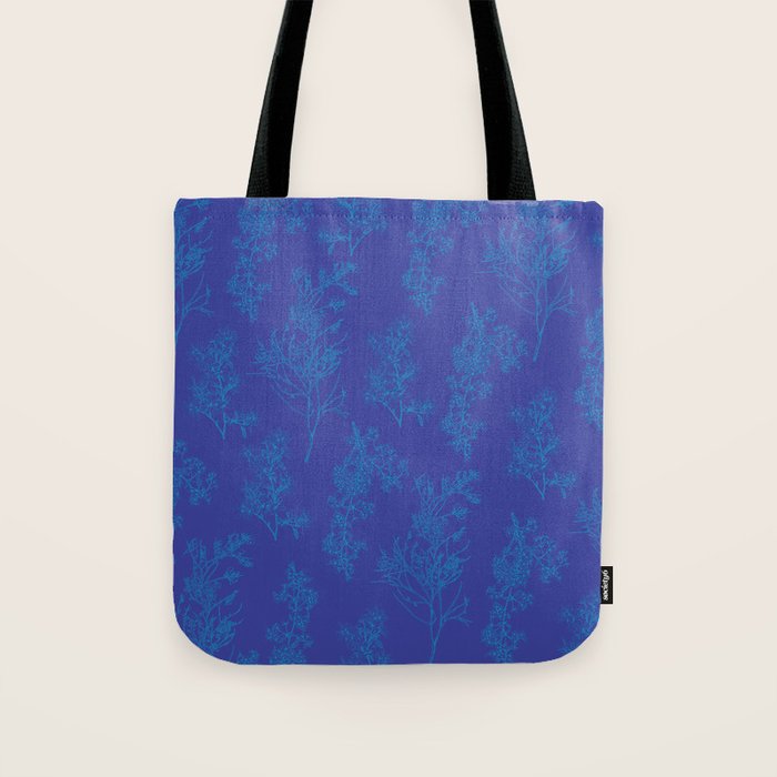 Botanical Cottage Floral Pattern in Bold Blue Tones Tote Bag Gallery Image 1