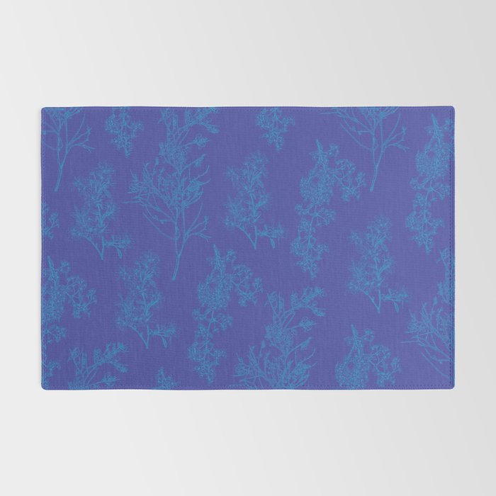 Botanical Cottage Floral Pattern in Bold Blue Tones Rug Gallery Image 2