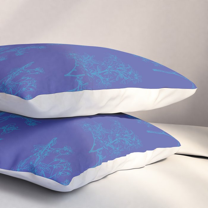 Botanical Cottage Floral Pattern in Bold Blue Tones Pillow Sham Gallery Image 3