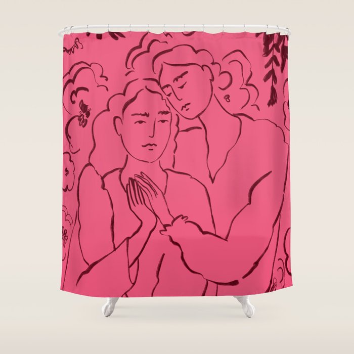 HOLDING HANDS PINK Shower Curtain Gallery Image 1