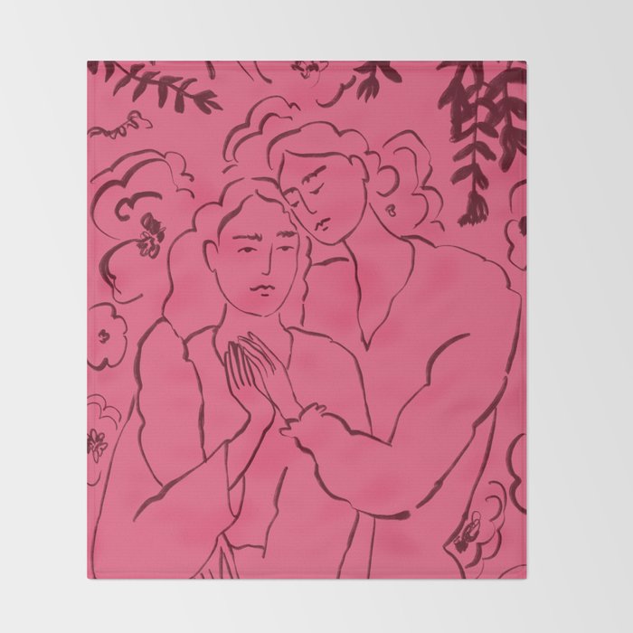 HOLDING HANDS PINK Throw Blanket Gallery Image 2